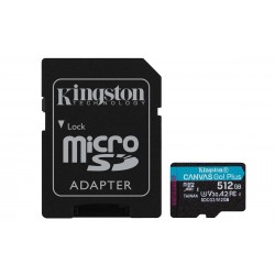Карта памет Kingston Canvas Go! Plus, 512GB, UHS-I, Class 10, U3, V30, A2, Адаптер