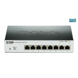 Суич D-Link DGS-1100-08P, 8 портов PoE 10/100/1000 Gigabit Smart Switch, управляем, за монтаж в шкаф