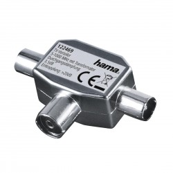 Сплитер за коаксиален кабел HAMA 122469, 1 x женско - 2 x мъжко, метал