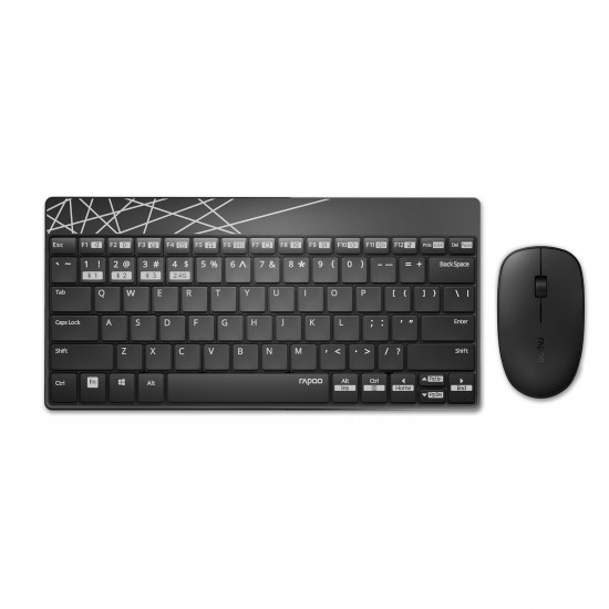 Wireless Keyboard Set RAPOO 8000M Multi mode, Bluetooth &2.4Ghz, Black