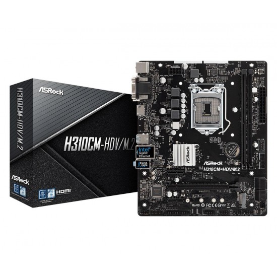 Motherboard ASROCK H310CM-HDV/M.2, Socket 1151, Micro ATX, 2xDDR4