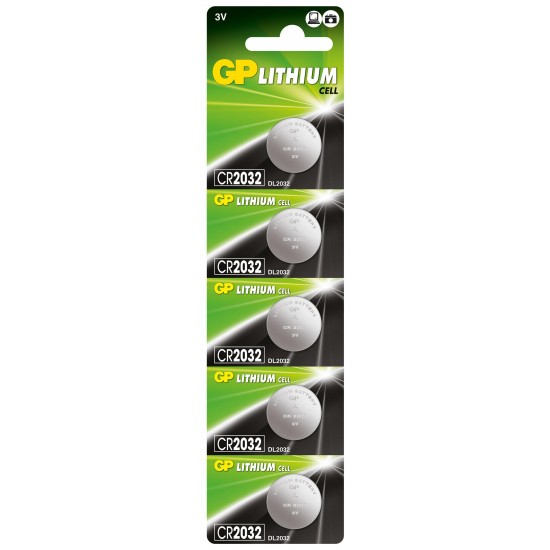 Lithium Button Battery GP  CR2032 3V 5 pcs in blister / price for 1 battery/ GP