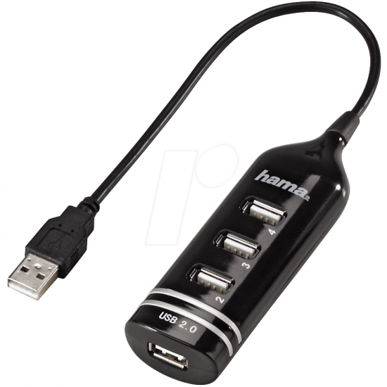 USB hub HAMA, USB 2.0, 1:4, Black