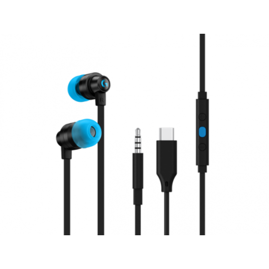 Gaming Earphone Logitech G333 In-ear, 3.5 mm + USB-C adapter