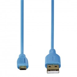 Кабел HAMA Flexi-Slim USB 2.0 - micro USB, 0.75 м., Позлатени конектори, Син