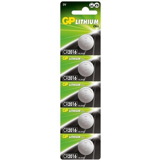 Lithium Button Battery CR-2016 3V  5 pcs in blister /price for 1 battery/ GP