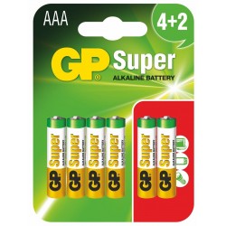 Алкална батерия GP SUPER LR03 AAA / 4+2 бр. в опаковка 1.5V Алкална батерия GP SUPER LR03 AAA / 4+2 бр. в опаковка 1.5V