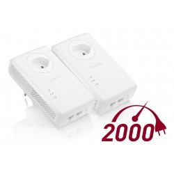 Powerline адаптер ZYXEL PLA5456, Pass-Thru 2-портов гигабитов, гнездо за ел. уреди, Комплект