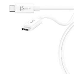 Адаптер j5create JUCX01, USB-C 3.1 към USB Type-C,10Gb/s, коаксиален кабел, 70 cm, бял
