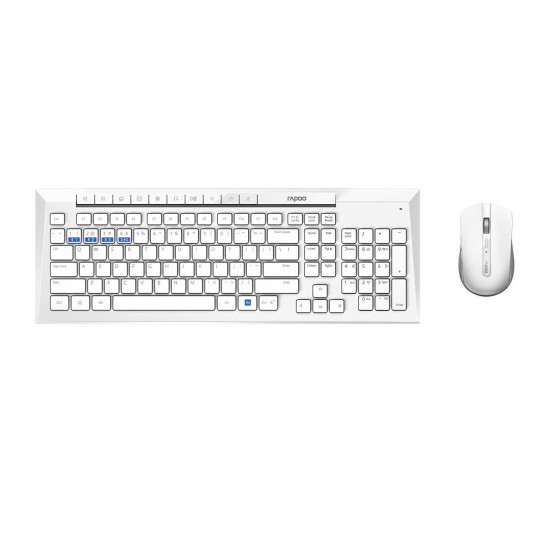 Wireless Keyboard Set RAPOO 8200M Multi mode, Bluetooth &2.4Ghz, White