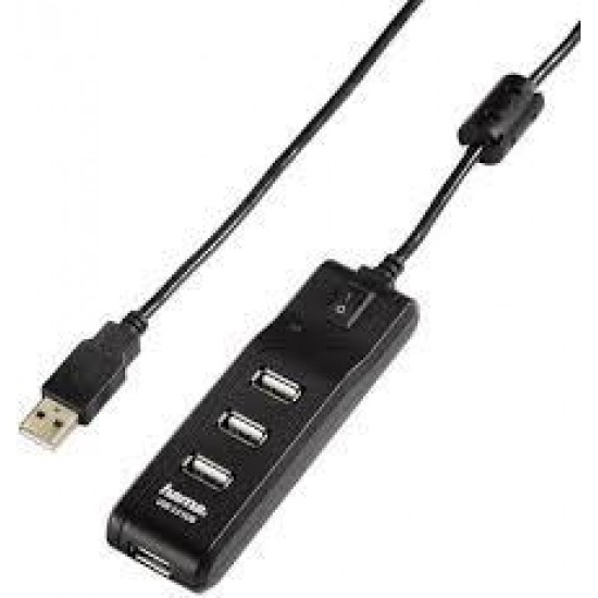 USB hub with "On/Off Switch" HAMA, USB 2.0, 1:4, Black