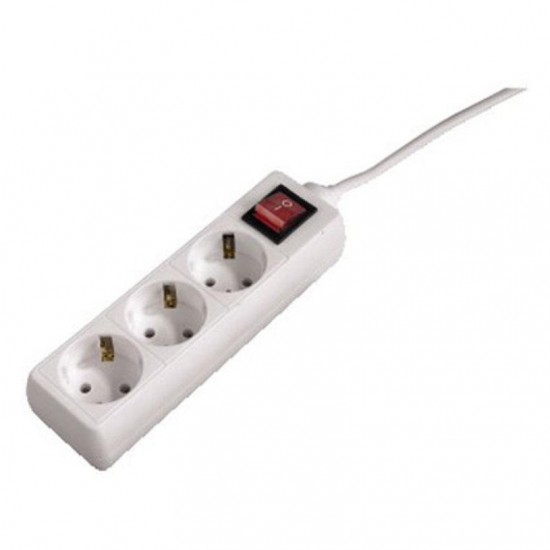 Distribution Panel  HAMA 30382 3-Way with Switch, 1.4m, White