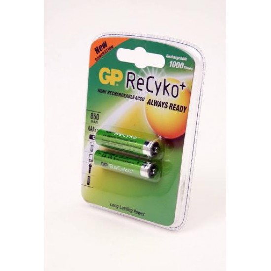 Rechargeable Battery GP R03 AAA 850mAh RECYKO NiMH 2 pcs. pack GP with little self-discharge when not in use