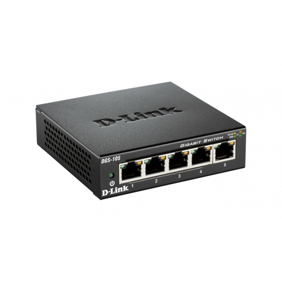 Switch D-Link DGS-105/E, 5 ports, 10/100/1000, Gigabit, metal