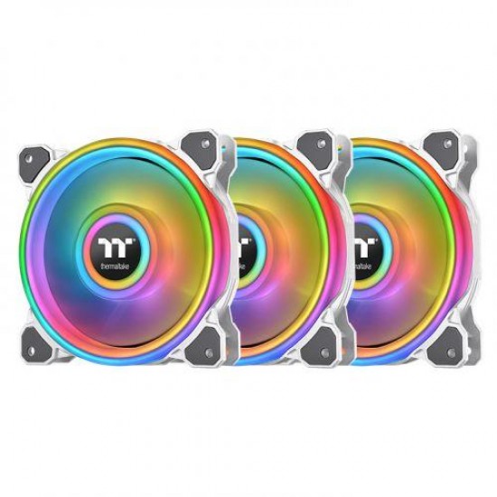 Вентилатори Thermaltake Riing Quad 14 RGB Radiator Fan TT Premium Edition 3 Броя - Бяло с включен контролер Thermaltake Riing Quad 14 RGB Radiator Fan TT Premium Edition 3 Fan Pack - White - Controller included