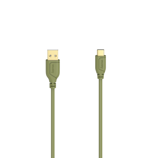 Hama Flexi-Slim Charging/Data Cable, USB Type-C - USB 2.0, 0.75 m, turtle green