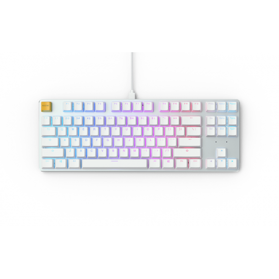 Mechanical Keyboard Glorious White Ice GMMK RGB TKL, Gateron Brown US Layout