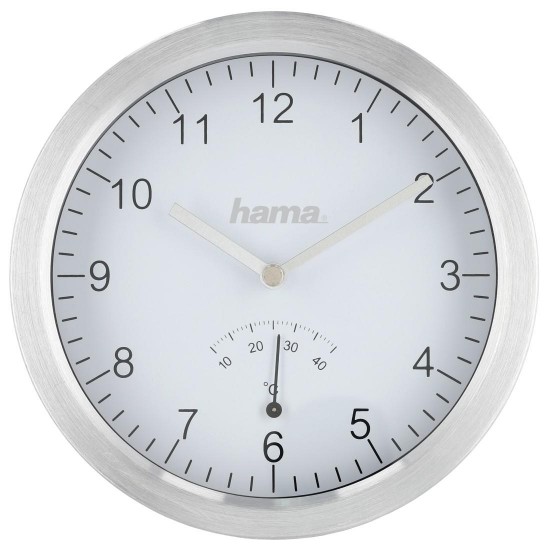 Hama Bathroom Clock with Suction Cups and Aluminium Frame, silver