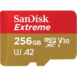 Карта памет SANDISK Extreme microSDXC, 256GB, 160MB/s, Class 10, A2, V30 UHS-I, U3, SD Adapter
