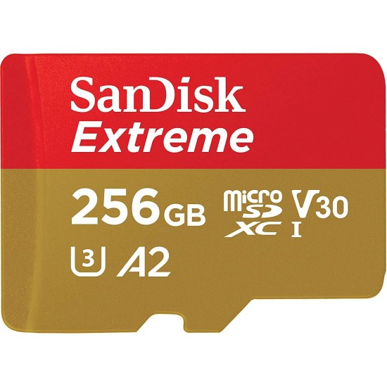 Memory card SANDISK Extreme microSDXC, 256GB, 160MB/s, Class 10, A2, V30 UHS-I, U3, SD Adapter