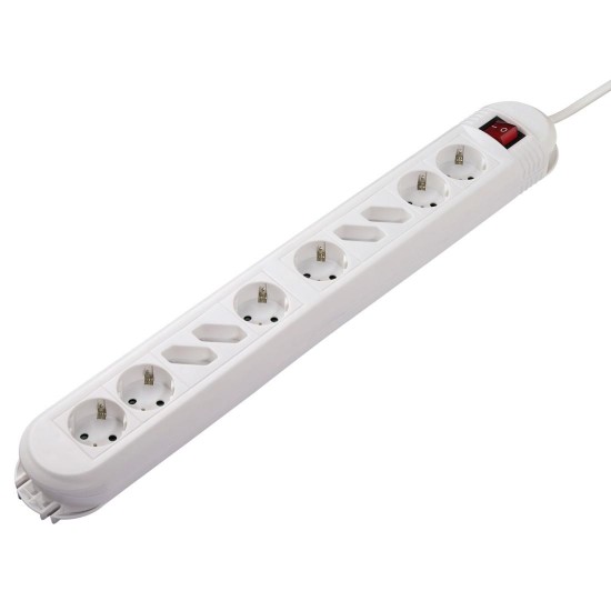 Distribution Panel, HAMA 108867,  10-Way with Switch, 1,5 m, White