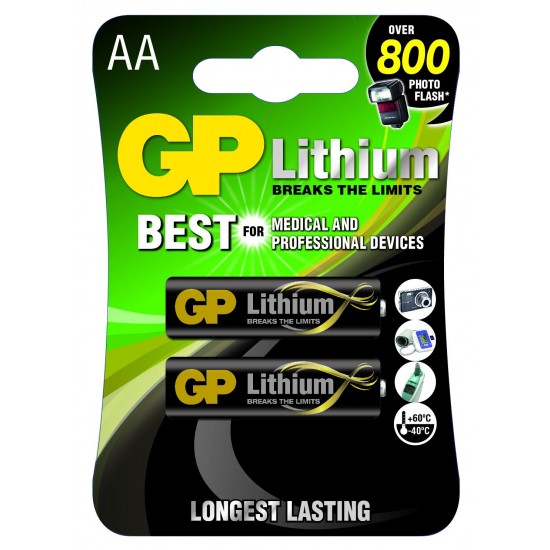 Литиева батерия GP CR6 AA 1,5V 2бр. в блистер Lithium Battery CR6 AA 1,5V 2 pcs. in blister GP