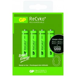 Акумулаторна Батерия GP  R03 AAA 400mAh RECYKO NiMH 4 бр. в опаковка GP с нищожен саморазряд когато не се използва