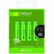 Акумулаторна Батерия GP  R03 AAA 400mAh RECYKO NiMH 4 бр. в опаковка GP с нищожен саморазряд когато не се използва