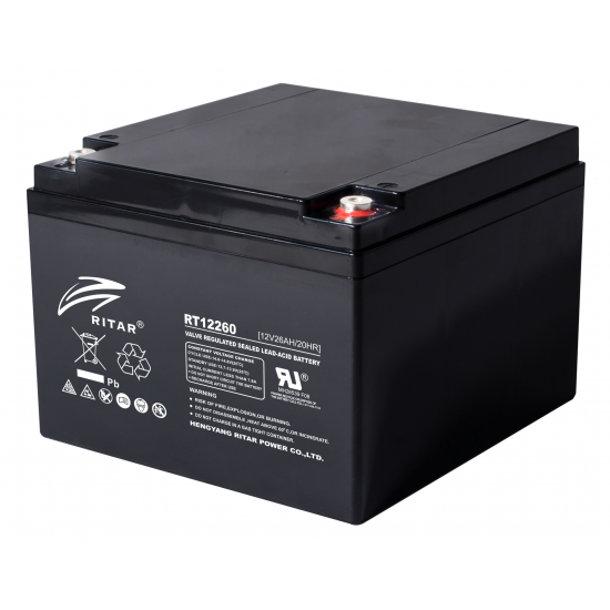 Lead Battery  (RT12260) AGM  12V / 26 Ah - 166 / 176 / 125mm T F13(M5) RITAR