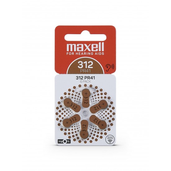 Zink Air battery MAXELL ZA312 6pcs. button for Hearing aids