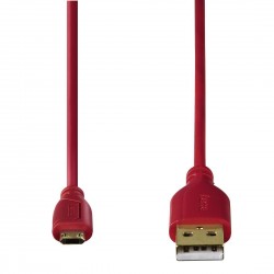 Кабел HAMA Flexi-Slim USB 2.0- micro USB, 0.75 м., Позлатени конектори, Червен