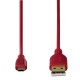 Кабел HAMA Flexi-Slim USB 2.0- micro USB, 0.75 м., Позлатени конектори, Червен