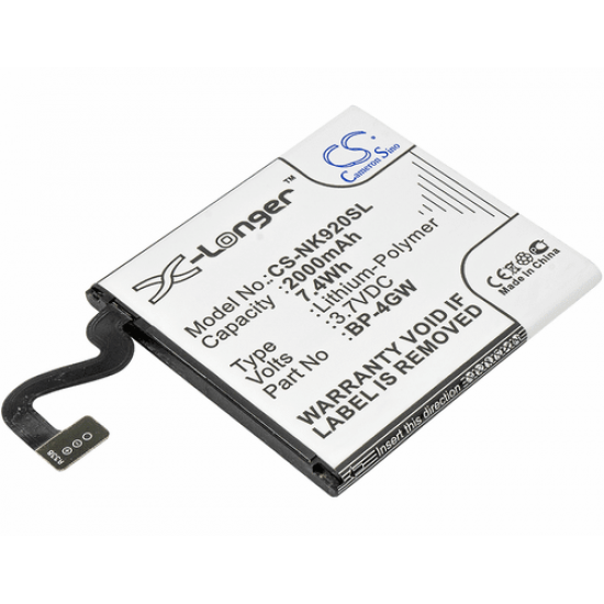 Mobile battery for  NOKIA BP-4GW   Lumia 920, Lumia 920T  3,7V 2000 mAh  Cameron Sino
