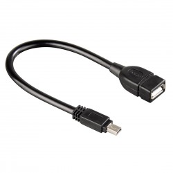 OTG кабел HAMA 39626, mini USB B мъжко - USB A женско, 3 звезди, Черен