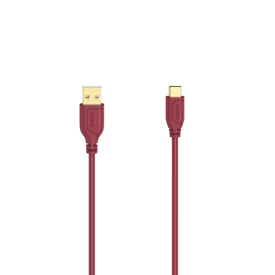 Hama Flexi-Slim Charging/Data Cable, USB Type-C - USB 2.0, 0.75 m, chilli peper