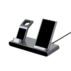 Безжично зарядно устройство RAPOO XC600, Qi, 7.5/10W, 3-в-1, Черен