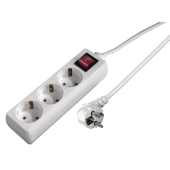 Distribution Panel, HAMA 30535,3 sockets, with switch, child-proof, 3 m, white