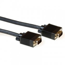 Кабел ACT AK4271, VGA мъжко - VGA мъжко, 15 м, 15 pin, Черен, булк опаковка