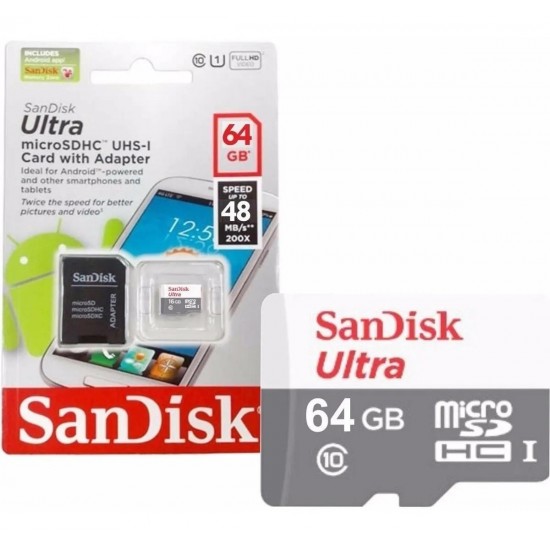 Memory card SANDISK Ultra microSDHC UHS-I, 64GB, Class 10, 80Mb/s, Adapter