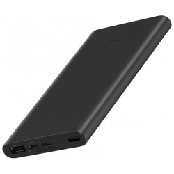 Външна батерия Xiaomi Mi 3, 10000 mAh 18W, USB A: 5V-2,4А, USB-С: 5V-3А, Черна