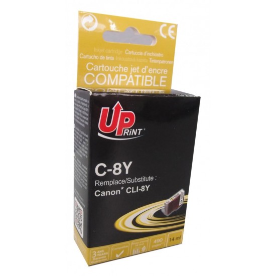 Ink cartridge UPRINT CLI8 CANON, WITH CHIP, Yellow