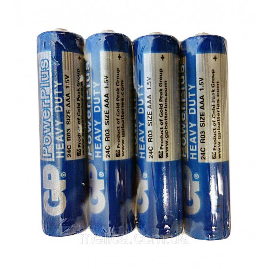Zinc carbonic zinc battery GP POWERPLUS  R03 AAA 4 pcs.  shrink 1.5V