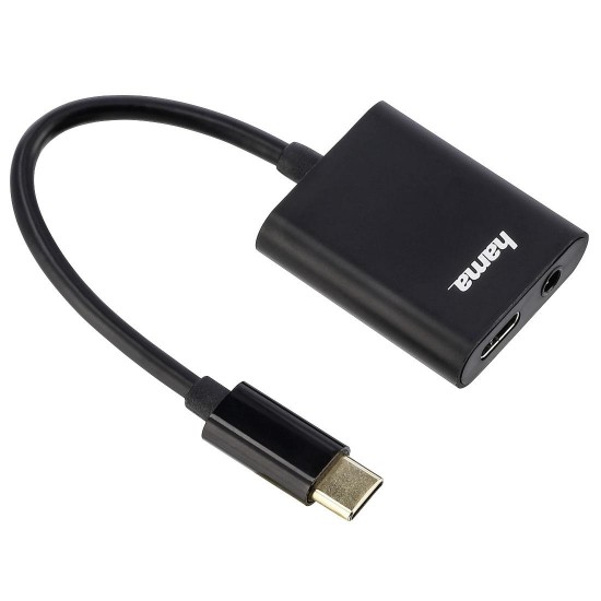 Hama 2-in-1 USB-C Audio and Charging Adapter, Adapter for 3.5 mm Audio Jack