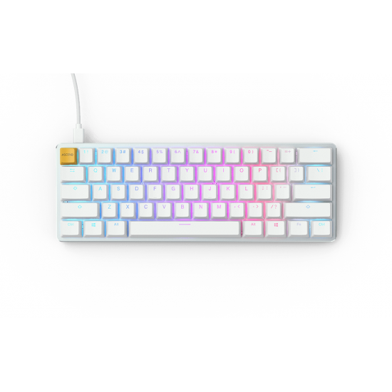 Mechanical Keyboard Glorious White Ice GMMK RGB Compact, Gateron Brown US Layout