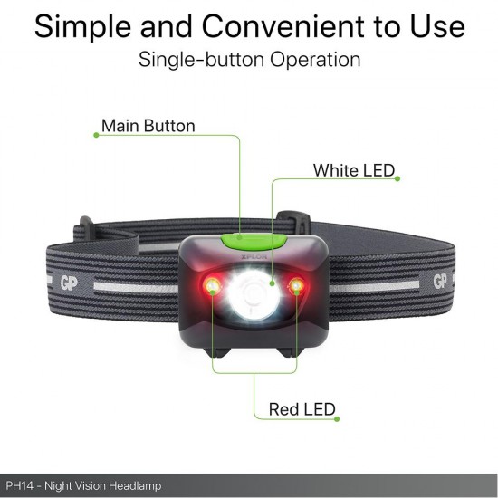Headlamp / Lantern with light GP BATTERIES Prosumer Xplor PH14 Multi Purpose Red light Night vision 200 lumens