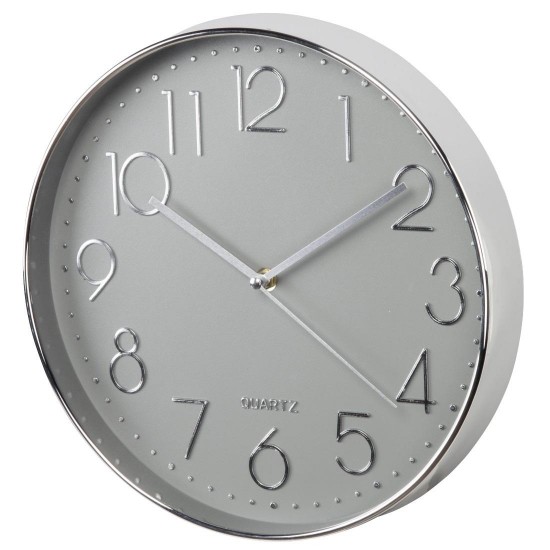 Hama "Elegance" Wall Clock, Diameter 30 cm, Quiet, silver/grey