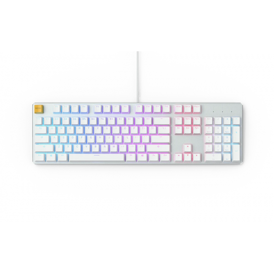 Mechanical Keyboard Glorious White Ice GMMK RGB Full Size, Gateron Brown US Layout