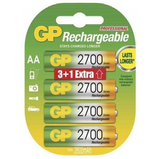Rechargeable Battery GP R6 AA 2700mAh NiMH 4 pcs.  270AAHC-UC-3+1 GP