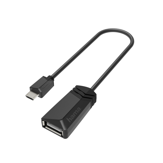 USB 2.0 OTG Adapter Cable HAMA 200308, micro plug - A socket, Black