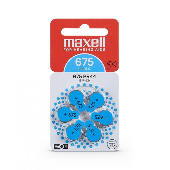 Zink Air battery MAXELL ZA675 6pcs. button for Hearing aids